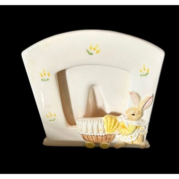 Vintage Takahashi San Francisco Nursery Bunny FRAME Baby Carriage Yellow Floral - Picture 7 of 9